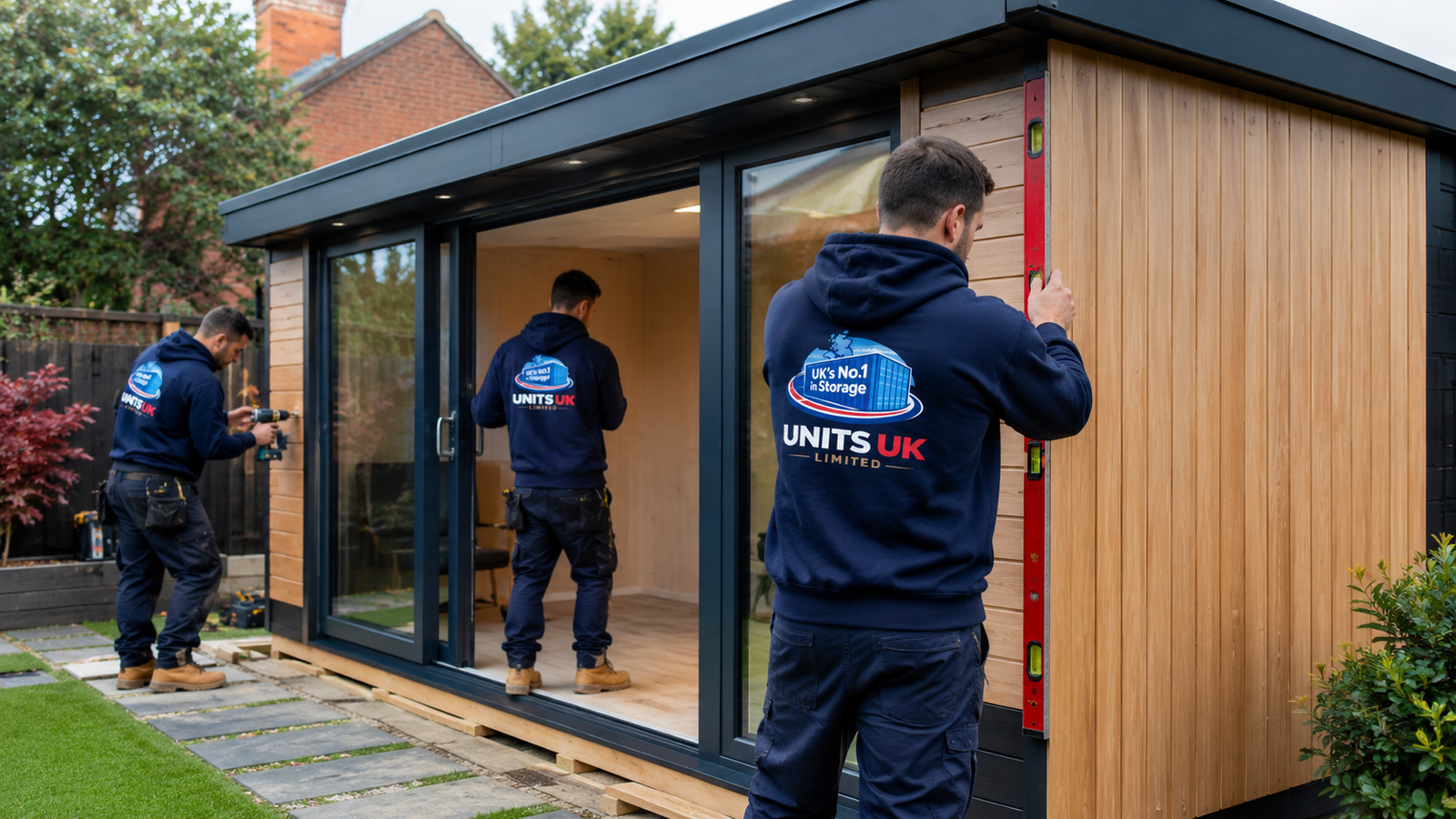 Units UK workers building a garden room